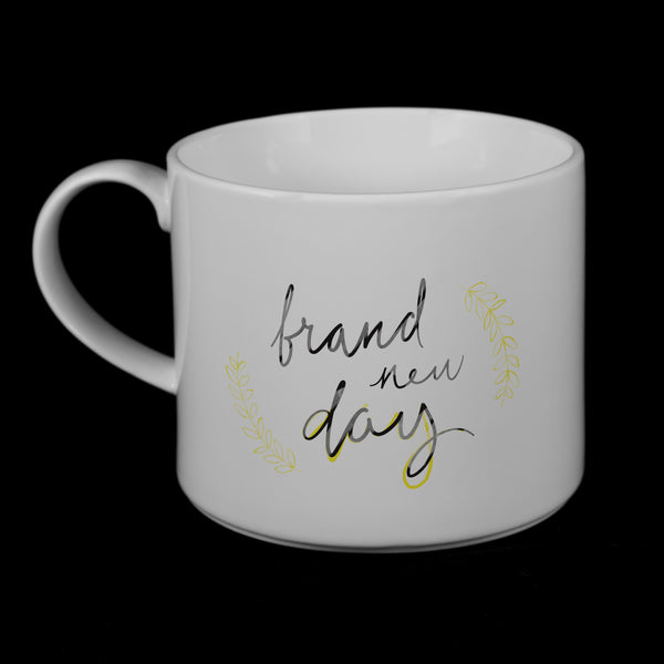 Porcelain Mug featuring "Brand New Day" Artwork • 2 Color Options  Porcelain Mugs- The French Press Coffee Company