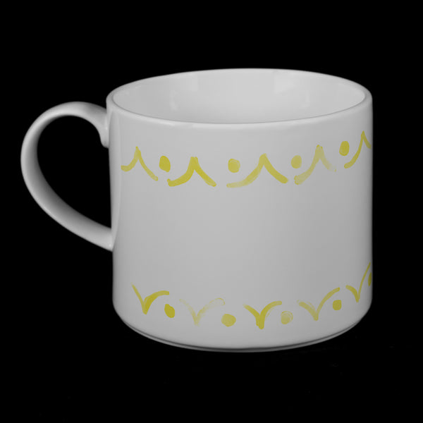 Bow-handle Porcelain French Press & Mug Set featuring "Borders" Artwork  French press & Mugs- The French Press Coffee Company