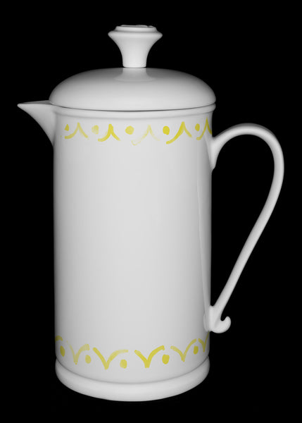 Scroll-handle Porcelain French Press & Mug Set featuring "Borders" Artwork  French press & Mugs- The French Press Coffee Company