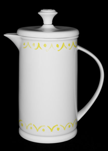 Bow-handle Porcelain French Press & Mug Set featuring "Borders" Artwork  French press & Mugs- The French Press Coffee Company