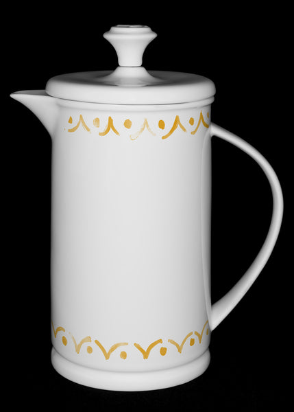 Bow-handle Porcelain French Press & Mug Set featuring "Borders" Artwork  French press & Mugs- The French Press Coffee Company