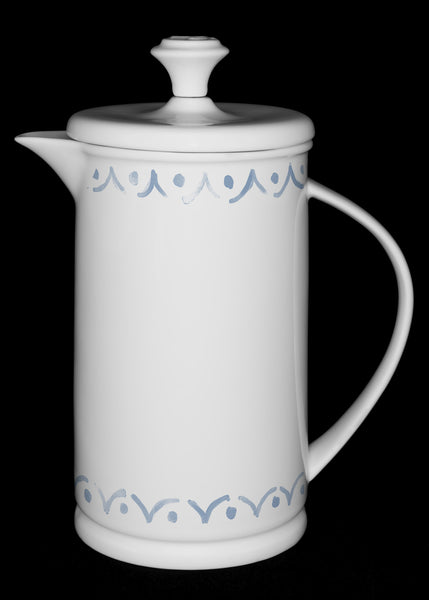 Porcelain French Press with Bow-handle featuring "Borders" Artwork  French press- The French Press Coffee Company