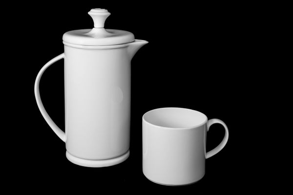 White Porcelain Bow-handle French Press & Mug Set  French press & Mugs- The French Press Coffee Company