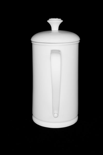 White Porcelain Scroll-handle French Press & Mug Set  French press- The French Press Coffee Company