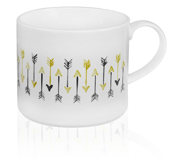 Scroll-handle Porcelain French Press & Mug Set featuring "Hand-drawn Arrows" Artwork  French press & Mugs- The French Press Coffee Company