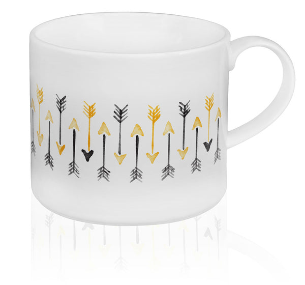 Scroll-handle Porcelain French Press & Mug Set featuring "Hand-drawn Arrows" Artwork  French press & Mugs- The French Press Coffee Company