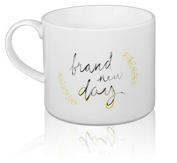 Bow-handle Porcelain French Press & Mug Set featuring "Brand New Day" Artwork  French press & Mugs- The French Press Coffee Company