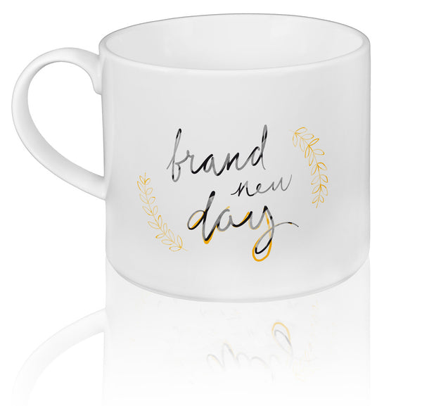 Bow-handle Porcelain French Press & Mug Set featuring "Brand New Day" Artwork  French press & Mugs- The French Press Coffee Company