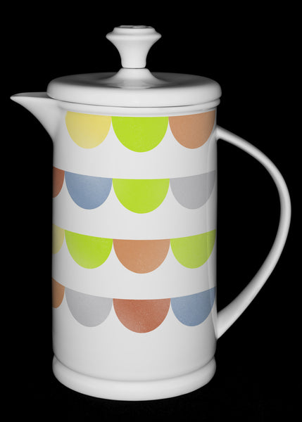 Porcelain French Press with Bow-handle featuring "HalfDot" Artwork  French press- The French Press Coffee Company