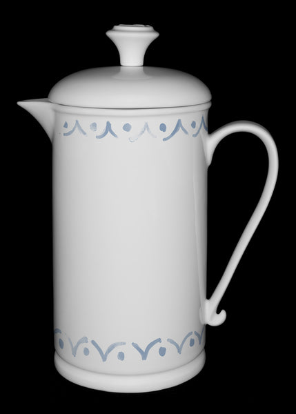 Porcelain French Press with Scroll-handle featuring "Borders" Artwork  French press- The French Press Coffee Company