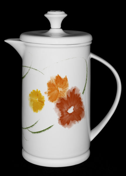 Porcelain French Press with Bow-handle featuring "Floriglee" Artwork  French press- The French Press Coffee Company