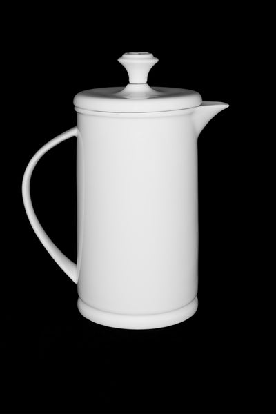 White Porcelain French Press with Bow-handle  French press- The French Press Coffee Company