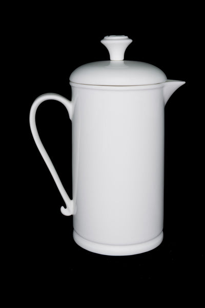 White Porcelain French Press with Scroll-handle  French press- The French Press Coffee Company